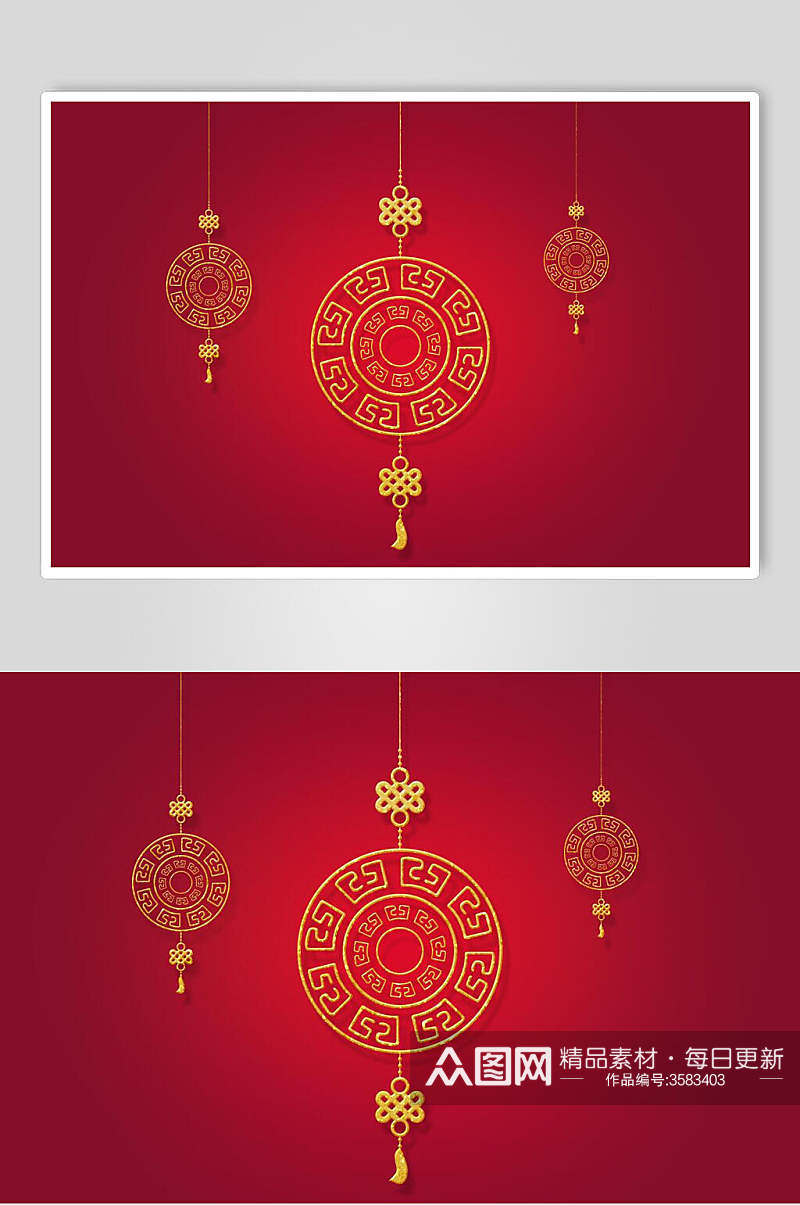 典雅红色中国结中式图纹元素素材素材