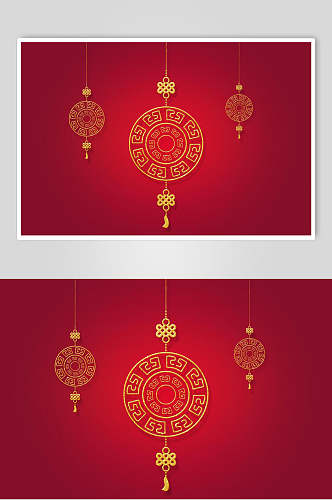 典雅红色中国结中式图纹元素素材