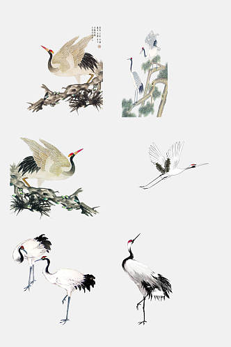 中国风创意古风仙鹤免抠设计素材