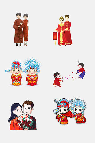 中国风戏曲中式婚礼免抠素材