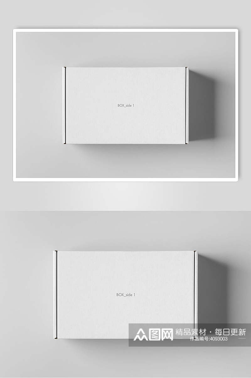 阴影高清留白白色纸箱纸盒包装样机素材