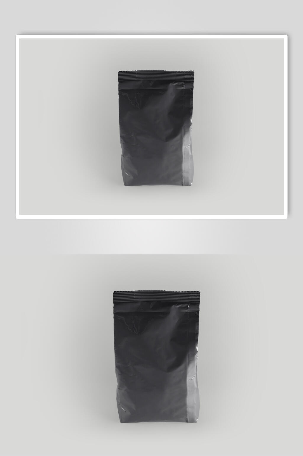 纯黑色食品零食包装袋样机素材