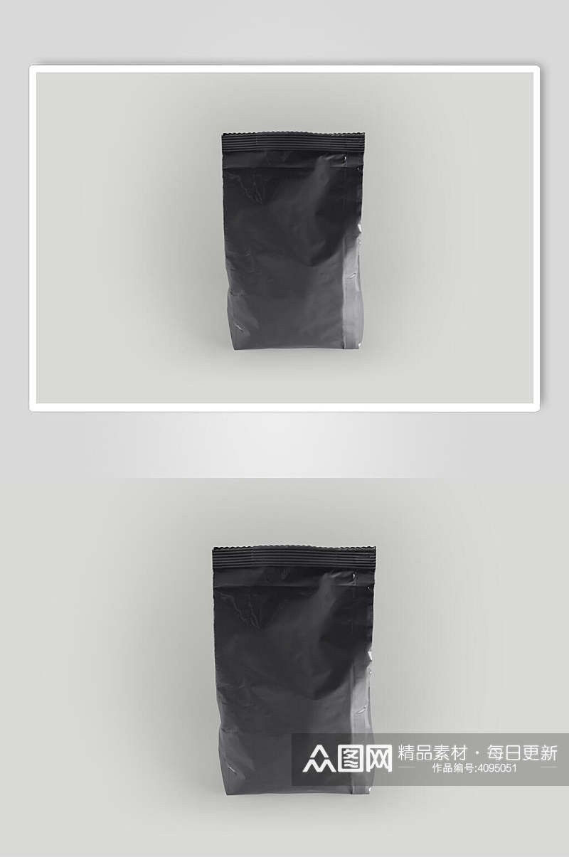 纯黑色食品零食包装袋样机素材