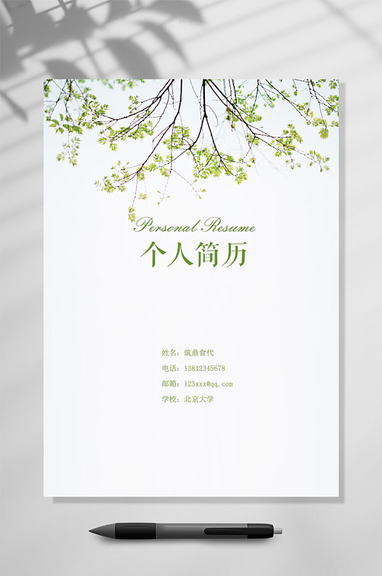 小清新简约经典个人简历封面