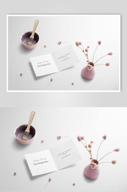 干花瓶子卡片英文粉北欧风道具样机