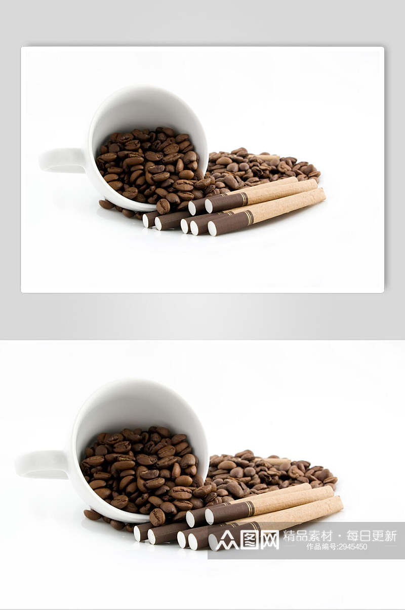 一碗咖啡豆香烟咖啡奶茶美食图片摄影素材