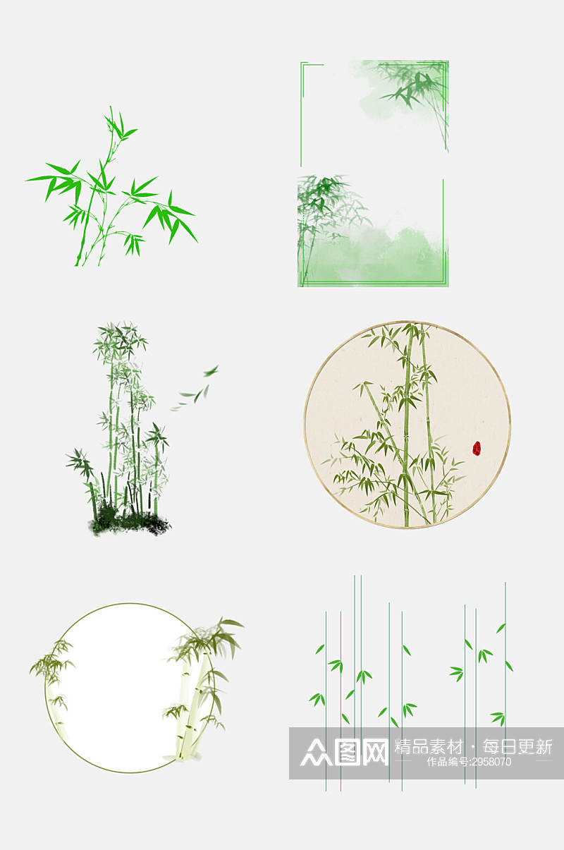 中式竹子竹叶免抠设计素材素材