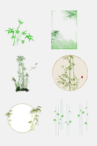 中式竹子竹叶免抠设计素材