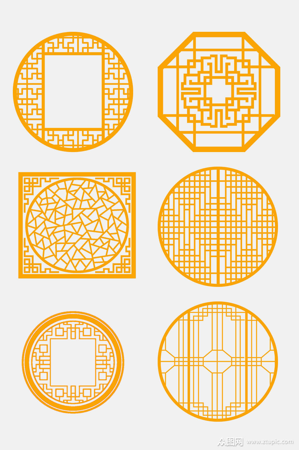 高端大气中式窗格边框免抠素材素材