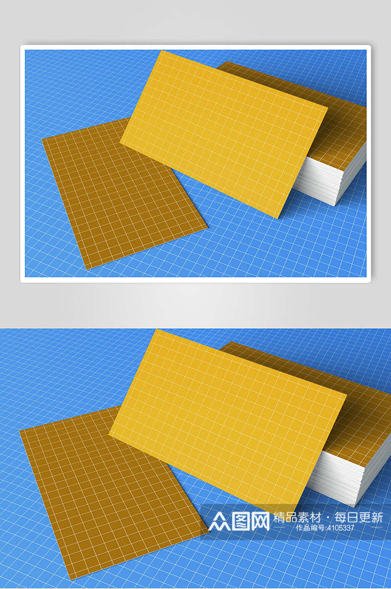 黄色大气格子名片卡片样机素材