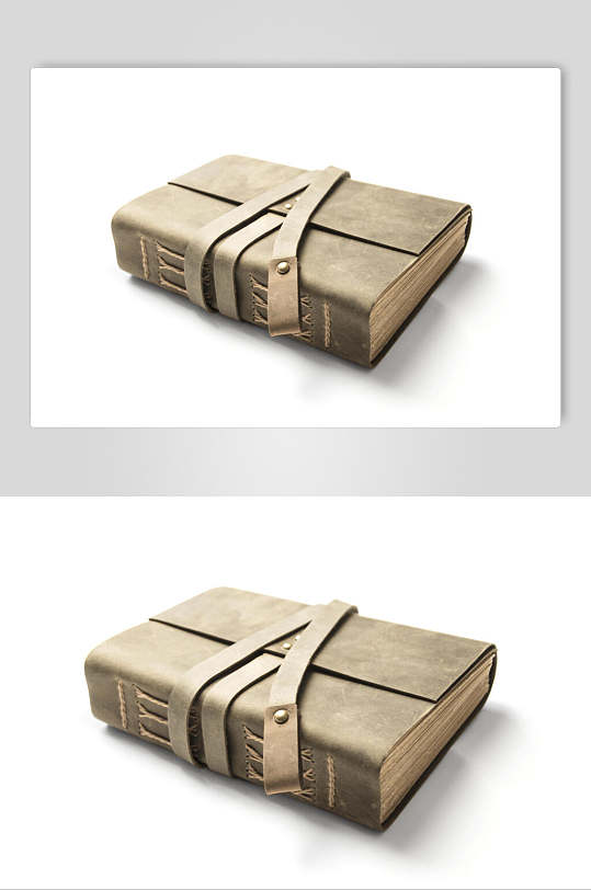 复古经典硬壳皮记事本封面样机