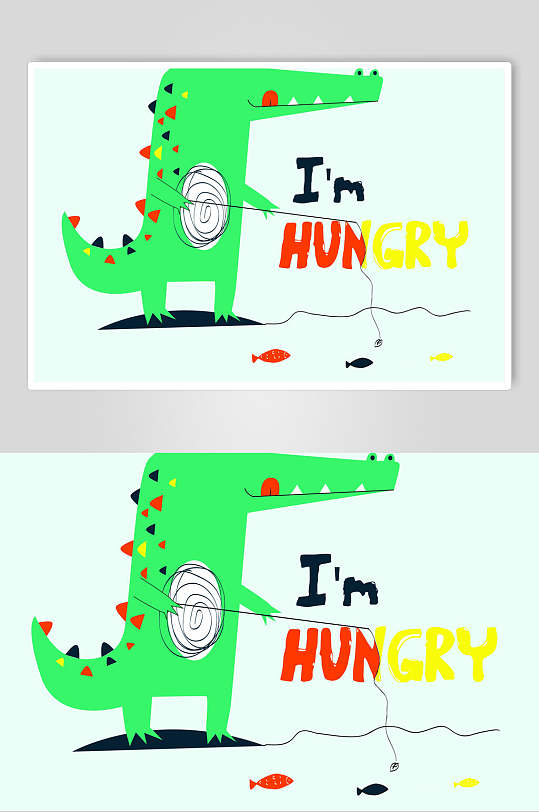 我是饥饿卡通涂鸦恐龙矢量素材