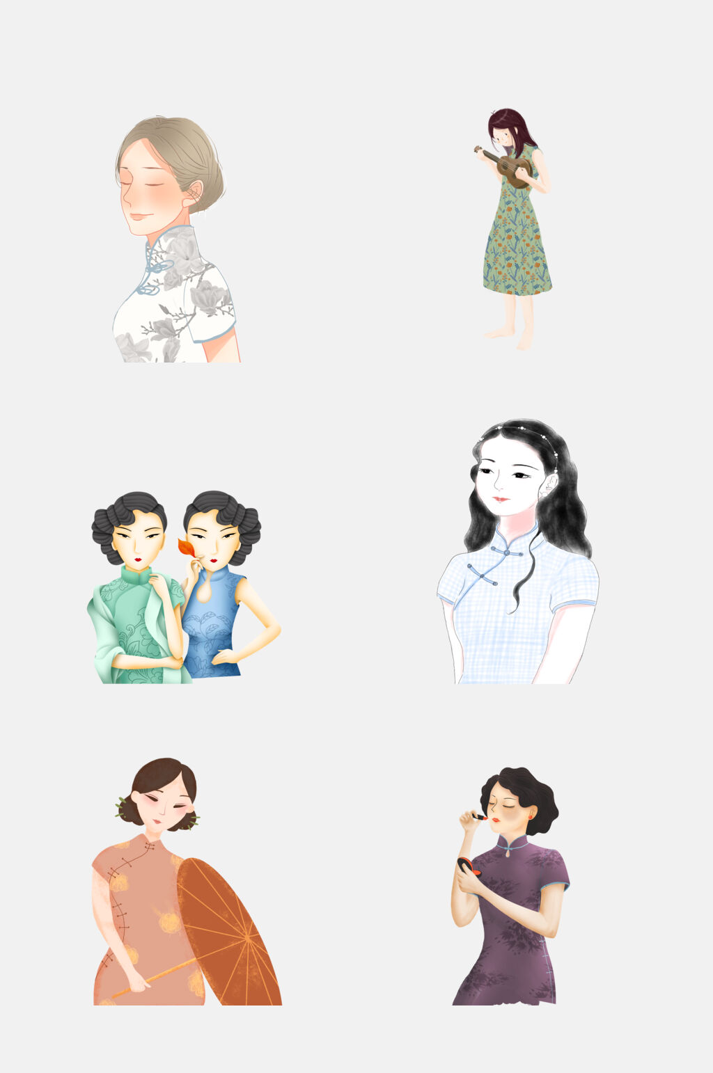 时尚唯美旗袍美女免抠素材素材