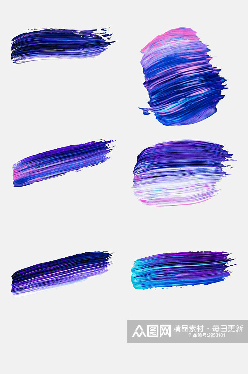 蓝紫色时尚笔刷艺术渐变免抠设计素材素材