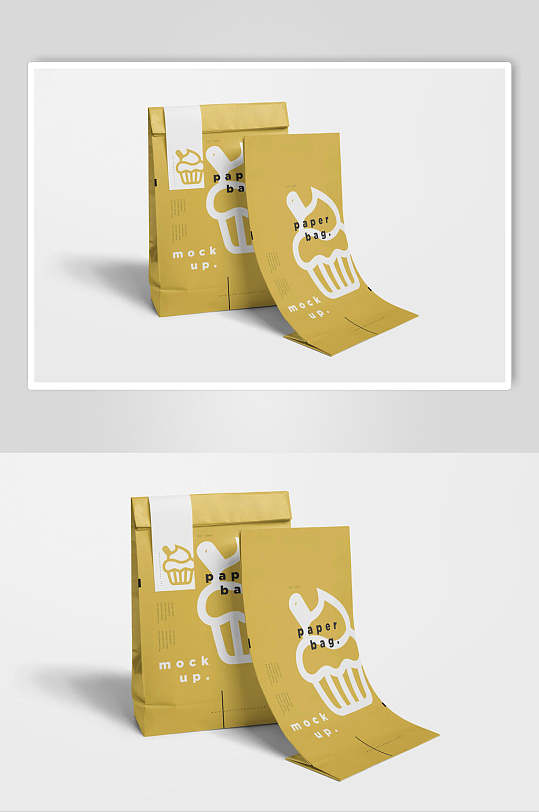 卡通蛋糕印画黄食品纸袋外包装样机