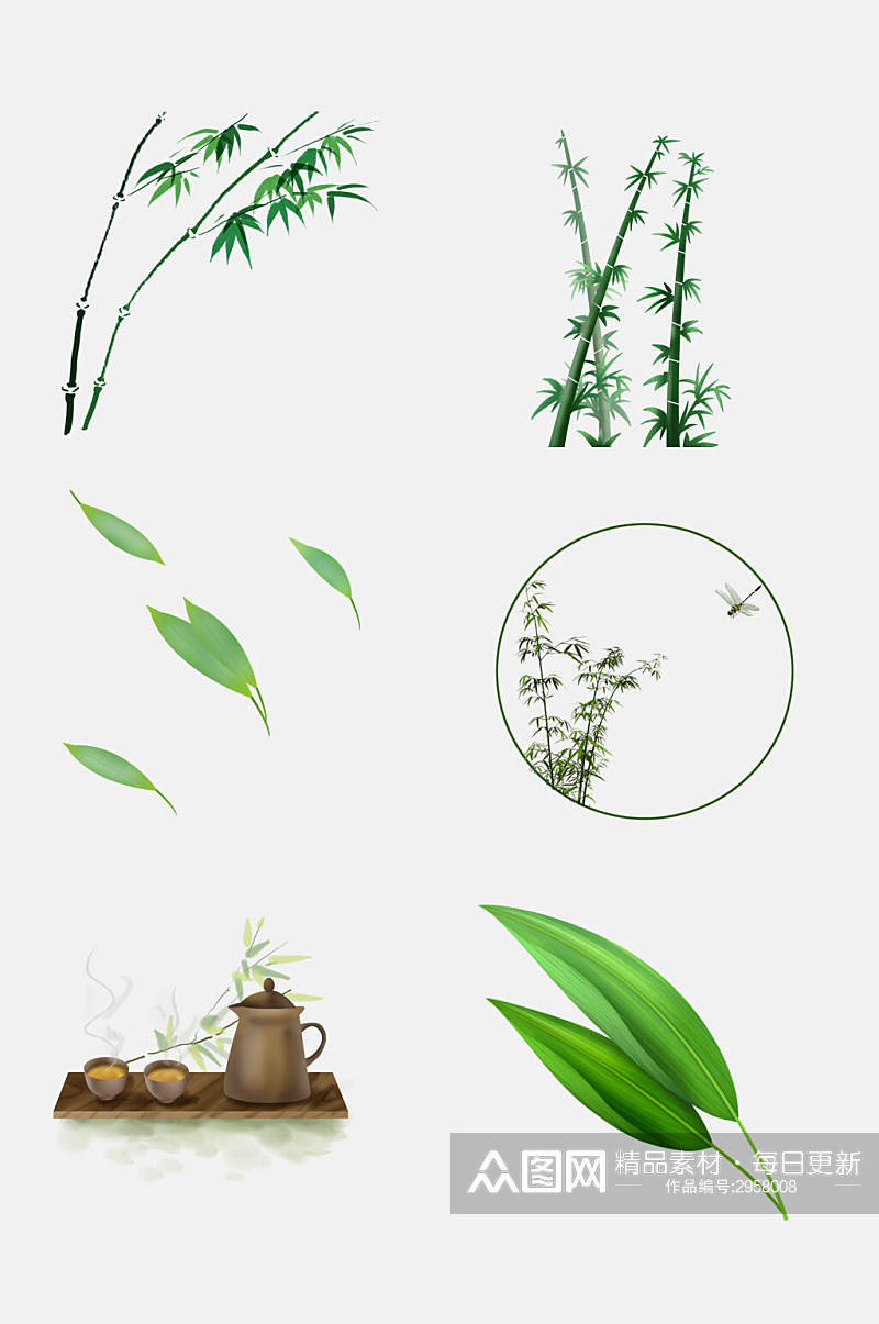 中式竹子竹叶免抠素材素材
