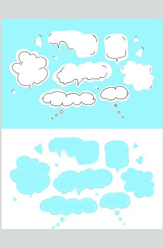 蓝色云朵卡通云矢量素材