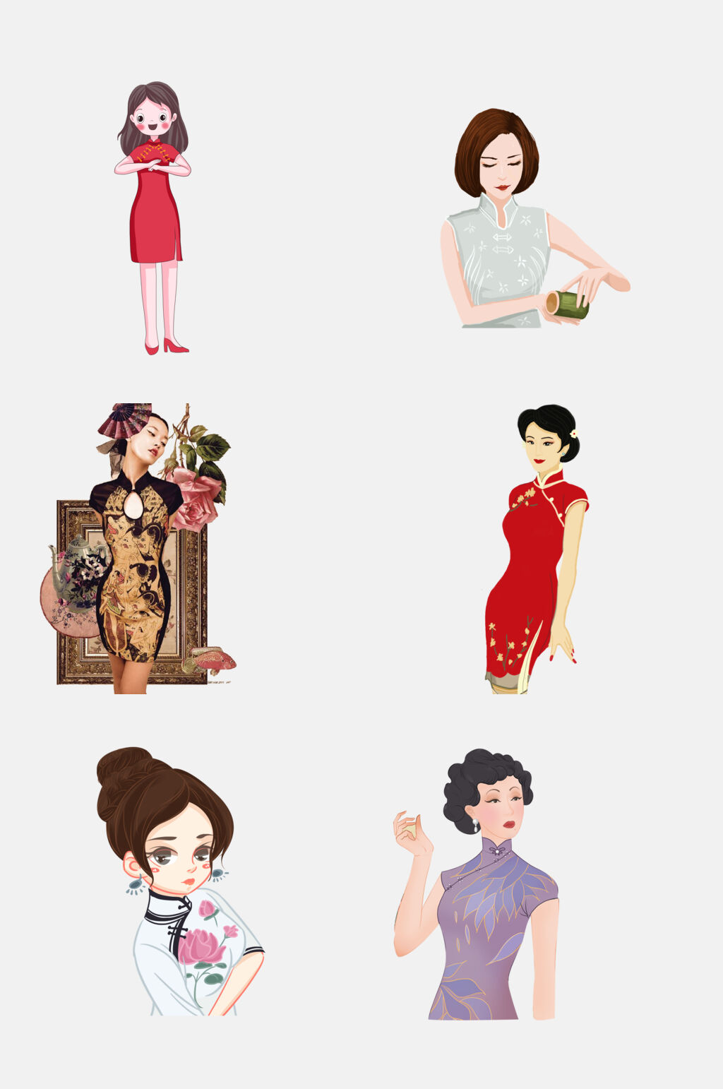 气质旗袍美女免抠素材素材