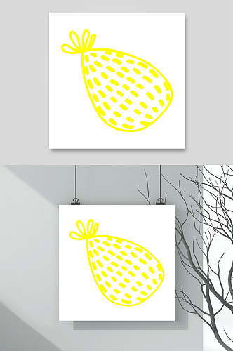 黄色菠萝卡通动植物涂鸦矢量素材