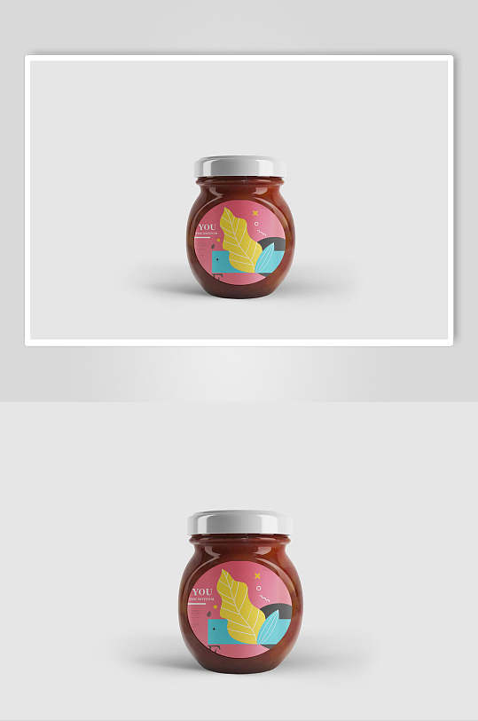 蜂蜜时尚插画贴图玻璃瓶包装样机