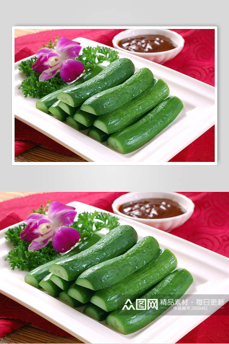 有机黄瓜凉菜素材冷拼食品摄影图片素材