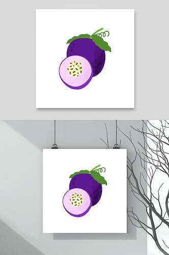 紫色手绘卡通水果矢量素材
