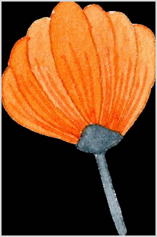 橙色水彩清新花卉矢量设计素材