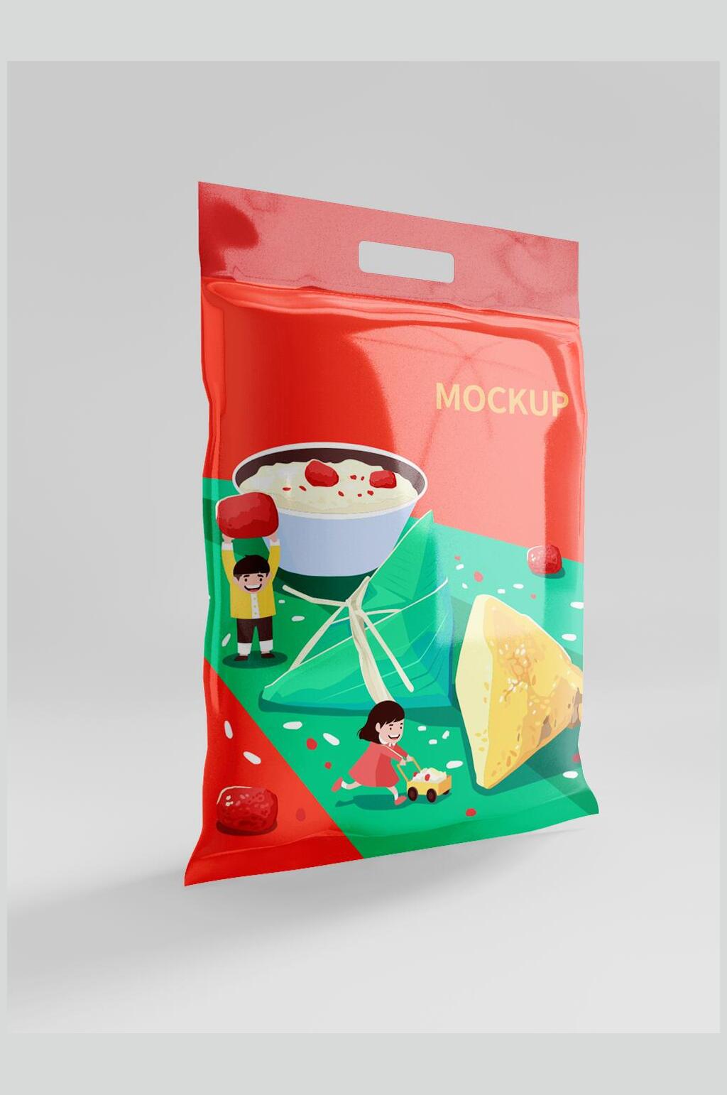 中国风粽子零食塑料包装袋样机素材