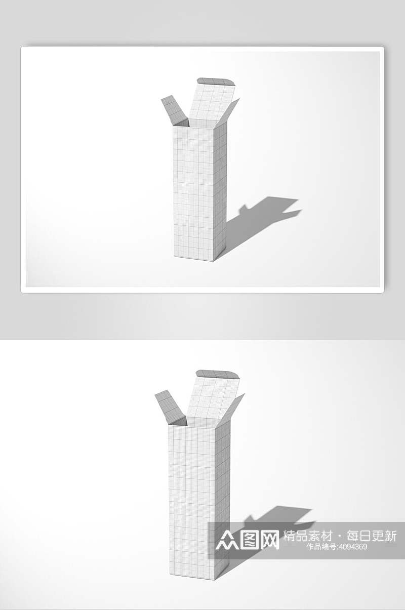 阴影时尚打开白色长方形包装盒样机素材