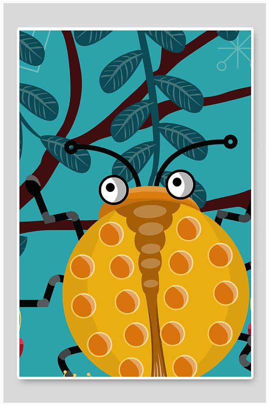 手绘简约创意高端自然动物昆虫插画