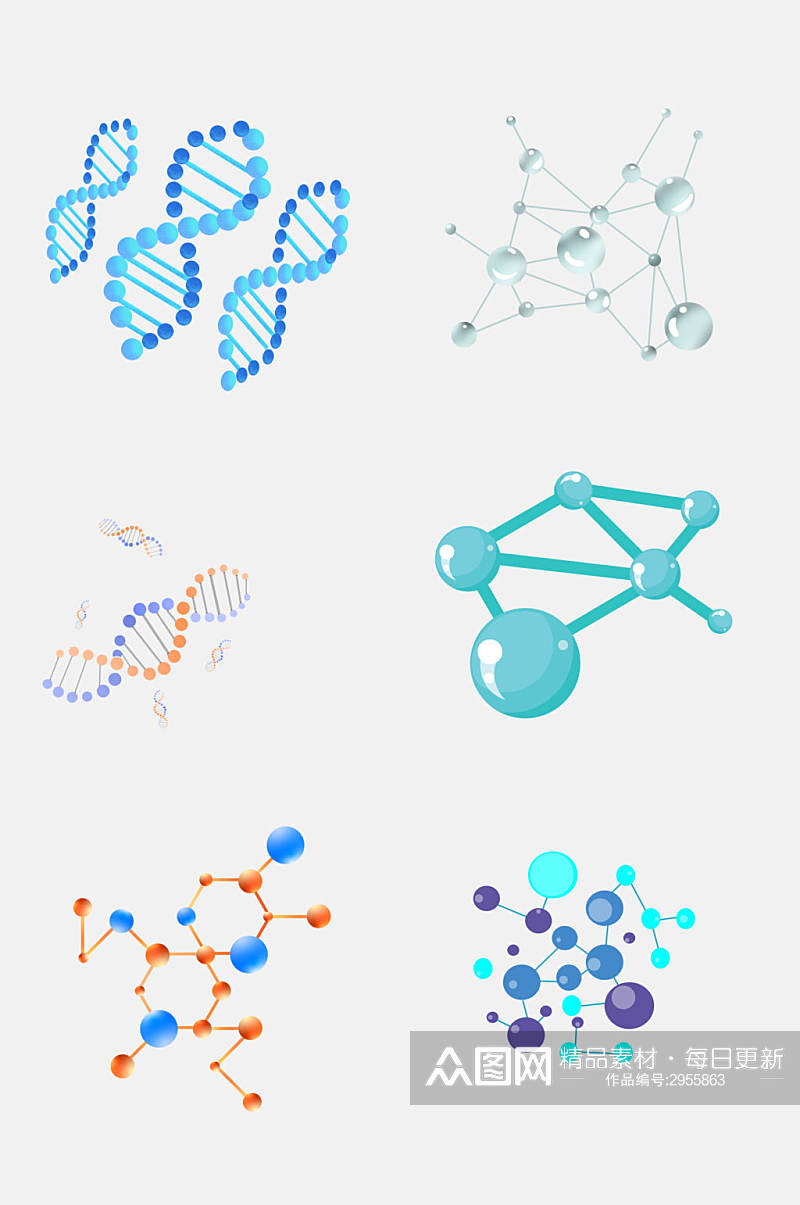 清新简洁几何生物基因免抠设计素材素材