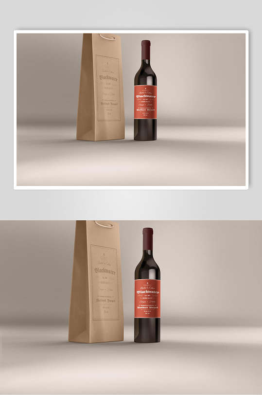 袋子瓶子高清留白红酒系列包装样机