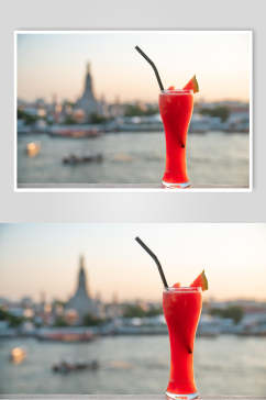 西瓜水果果汁饮品摄影图