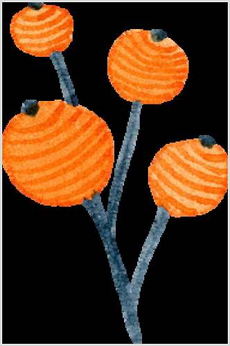 橙色水彩清新花卉矢量素材元素