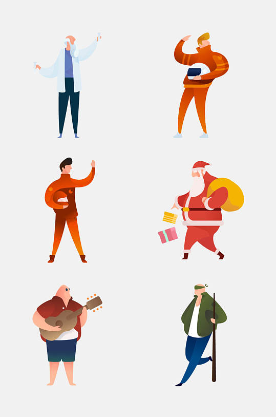 时尚大气卡通男女人物插画免抠设计素材