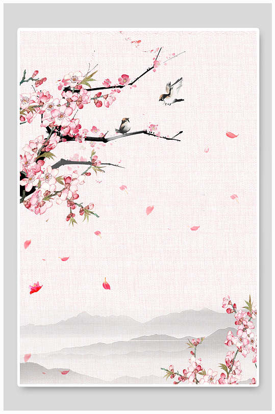 花朵唯美古风高端大气手绘国风背景