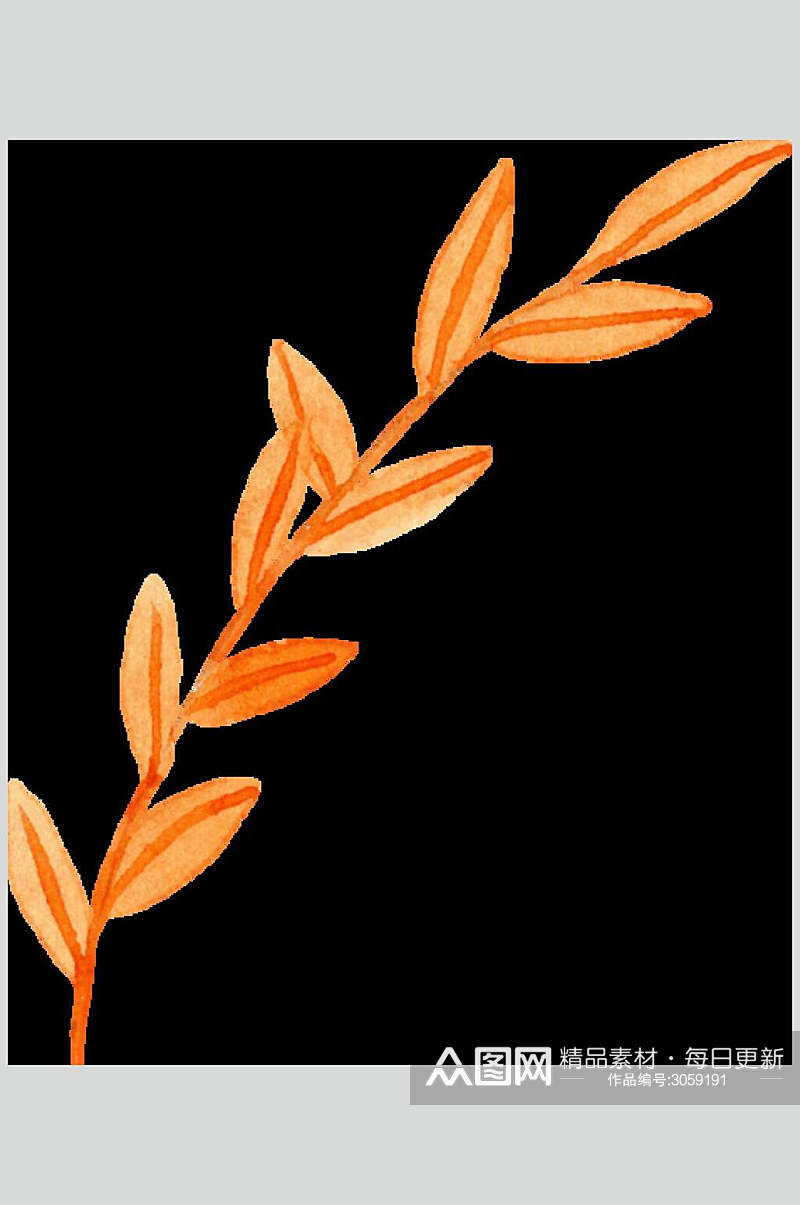 橙色创意水彩树叶清新花卉矢量设计素材素材
