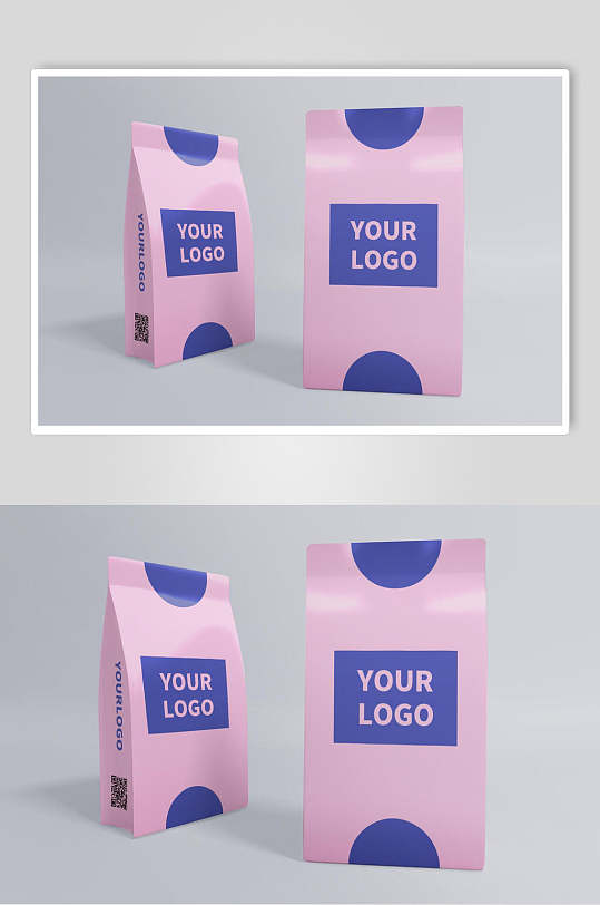 粉蓝色零食塑料包装袋样机