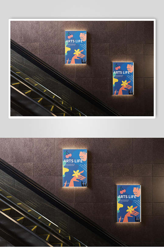 个性时尚地铁电梯灯箱广告样机