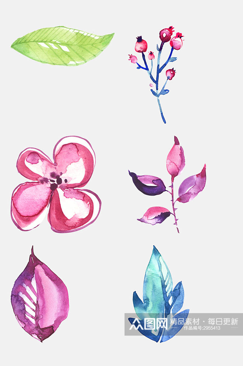 水彩手绘花朵花卉植物免抠素材素材