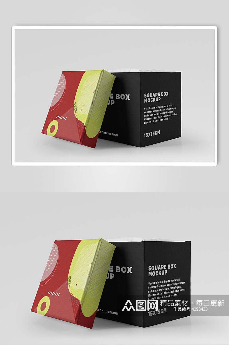 黑红黄色立体留白纸箱纸盒包装样机素材