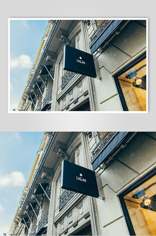 欧式时尚花纹墙面门店招牌设计展示样机