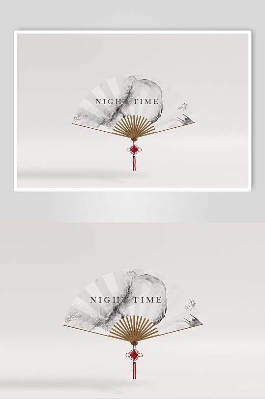 折扇扇子贴图样机