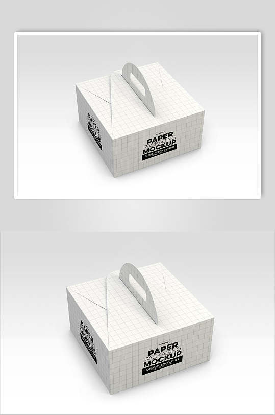 简约线条白色面包纸杯纸盒包装样机