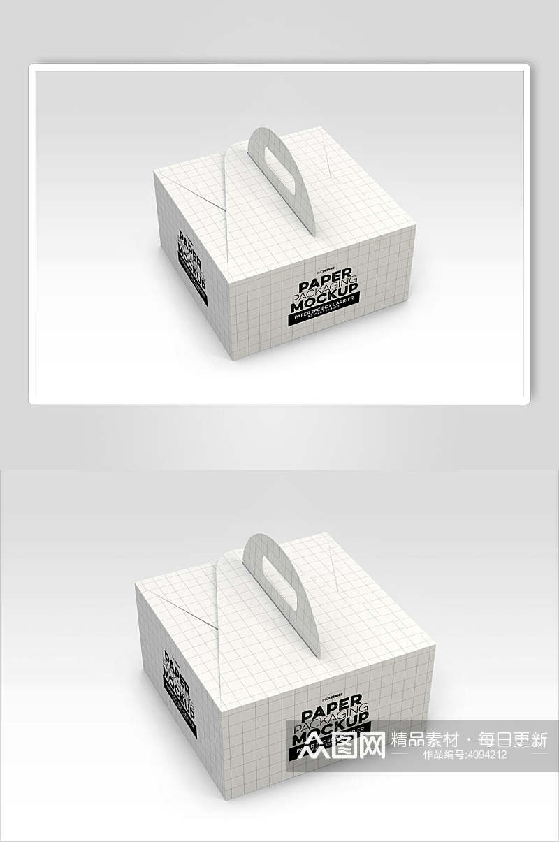 简约线条白色面包纸杯纸盒包装样机素材