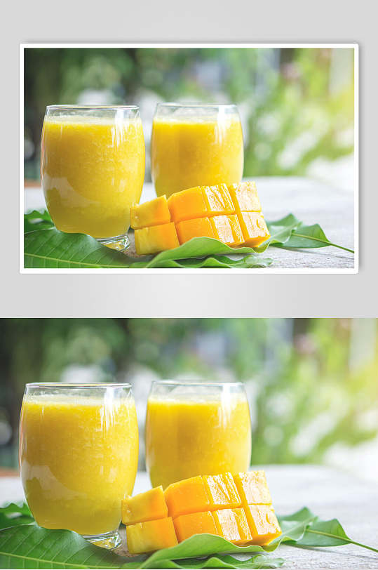 芒果冰饮果汁夏日清凉摄影图