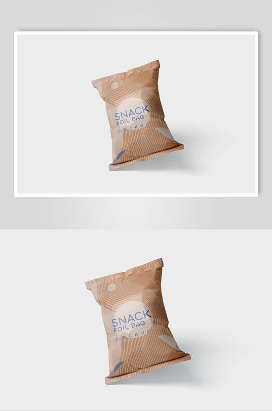 食品零食咖色立体包装袋样机