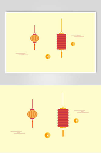 古典简约创意灯笼中式图纹元素素材