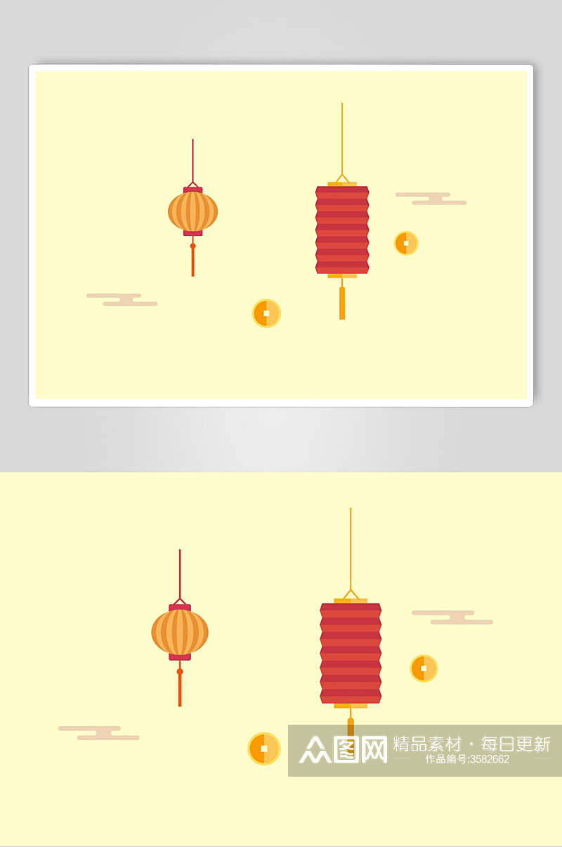 古典简约创意灯笼中式图纹元素素材素材