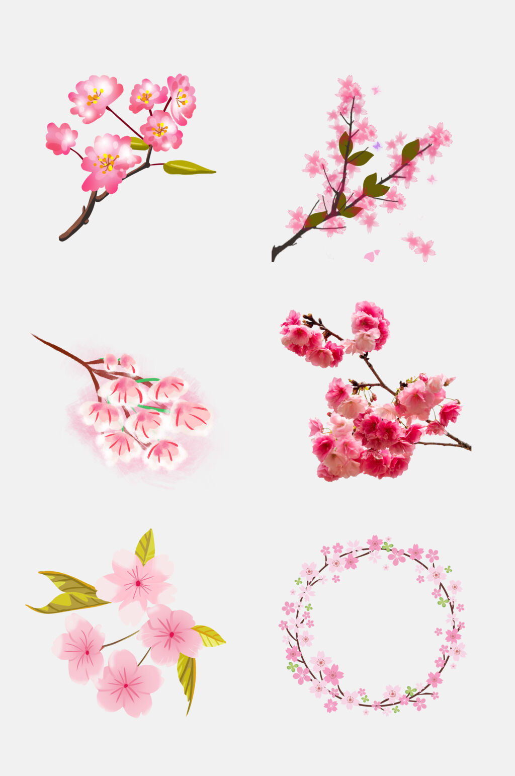 清新花卉樱花桃花免抠素材素材